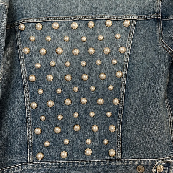 LIKE NEW 7 for all man kind oversized pearl denim jacket - Picture 5 of 11
